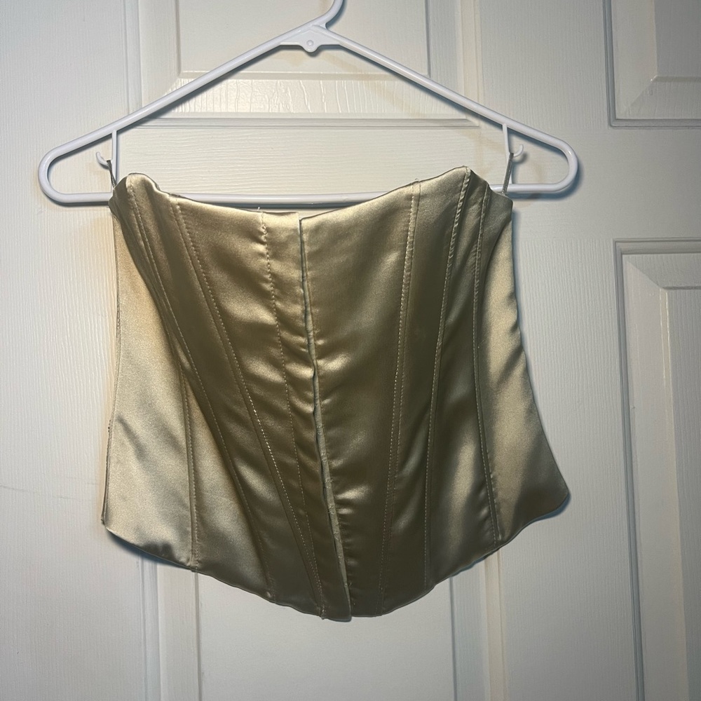 Small green zara corset top